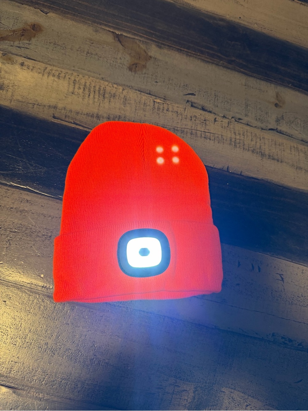 Kids LED Light-Up Beanie Hat - Bright Orange